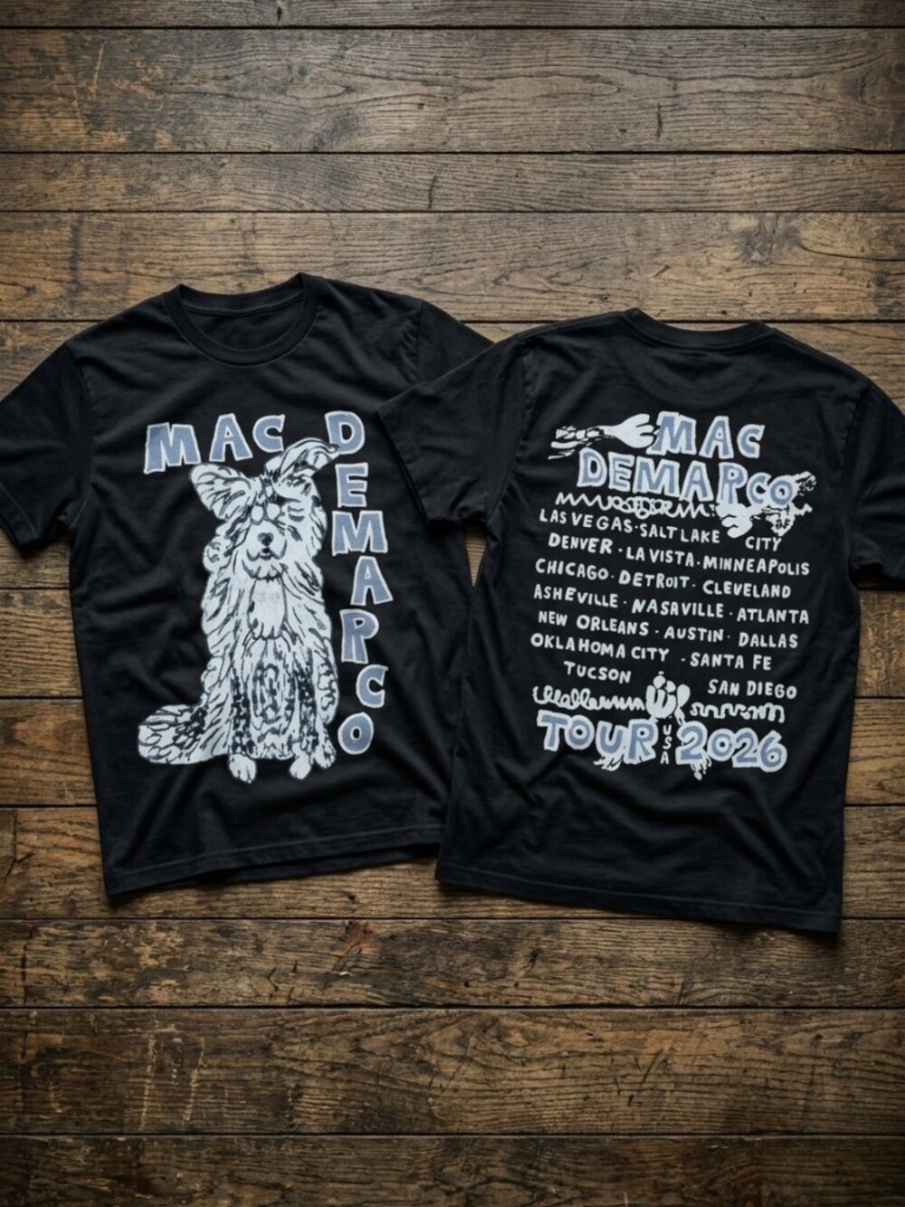 Mac DeMarco Vintage Tour Tee 2026 Indie Rock Graphic Shirt Y2K Streetwear
